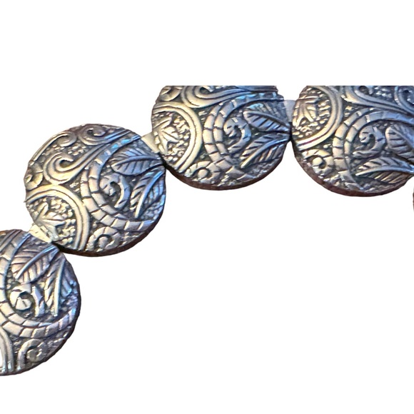 Stunning ornate scroll work design antiqued SILPADA sterling disk link bracelet - Picture 5 of 9